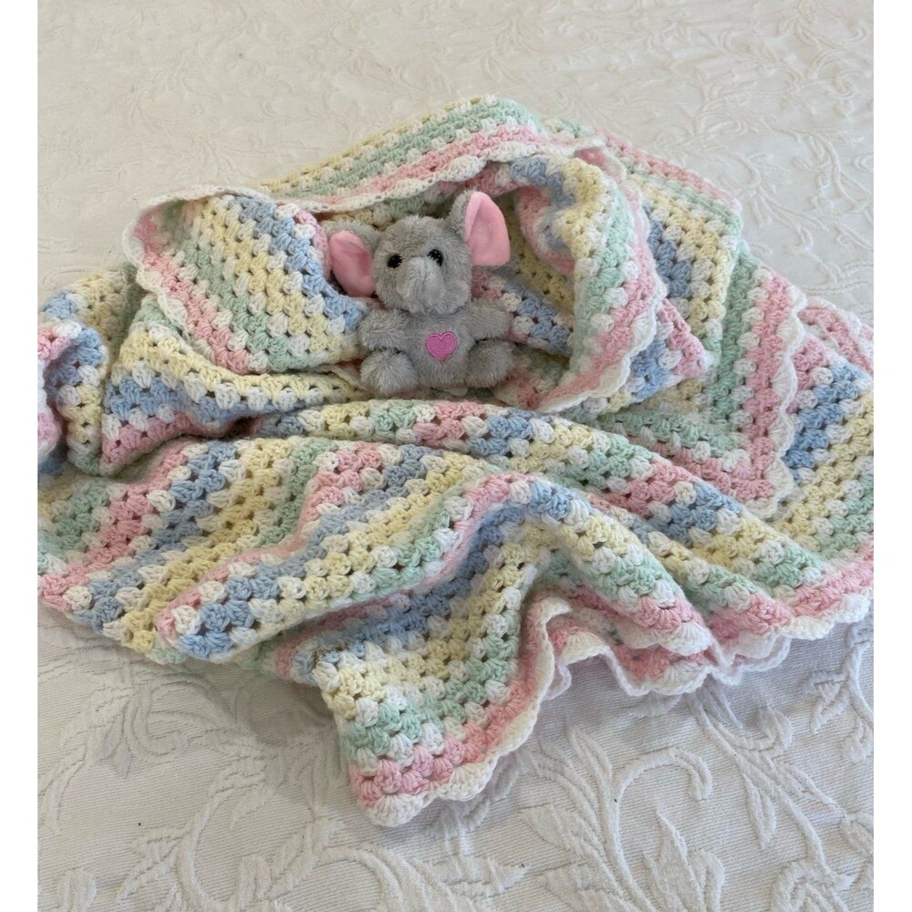 Vintage Infant Baby Afghan Blanket‎ Handmade Swaddle Wrap Keepsake Heirloom Gift